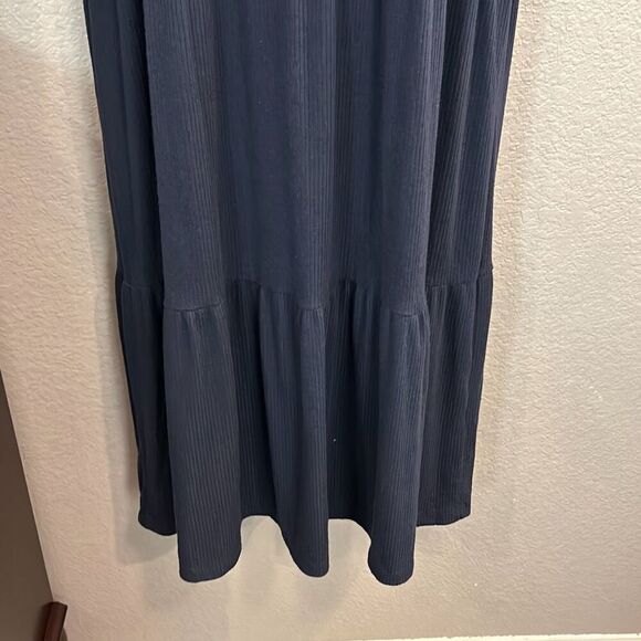 #480 n/t navy blue short sleeve ruffle hem dress size large - Picture 3 of 13